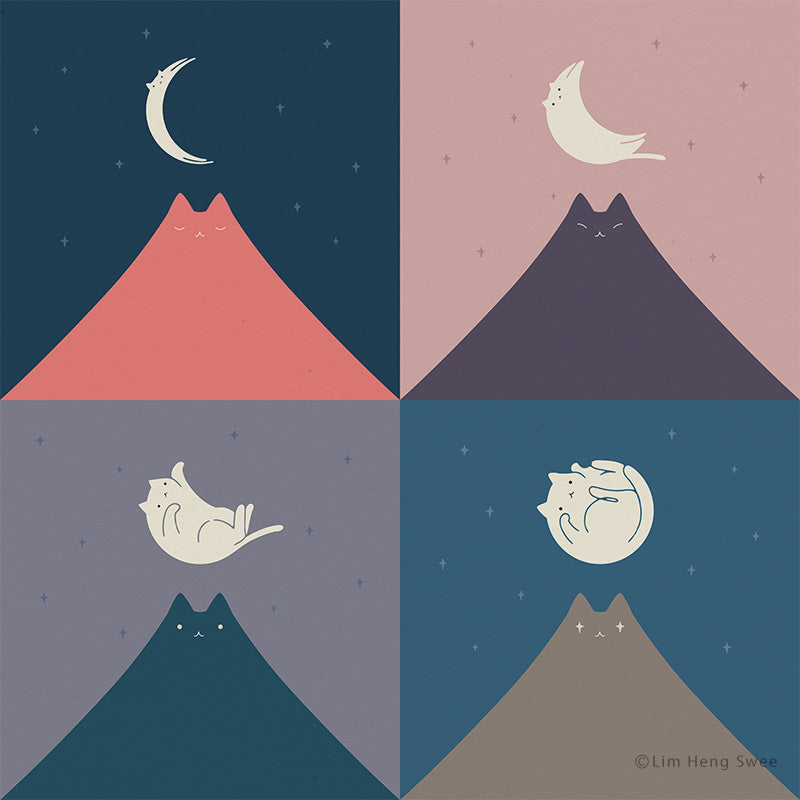 Cat Moon 2x2 - Art print