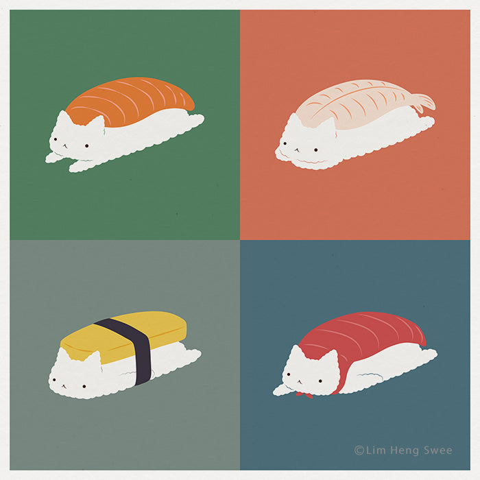 Sushi Cat 2x2 - Art print