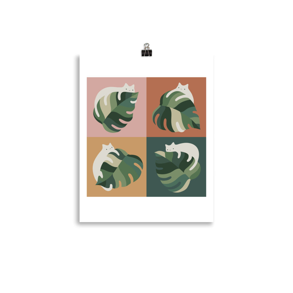 Cat and Monstera 2x2 - Art print