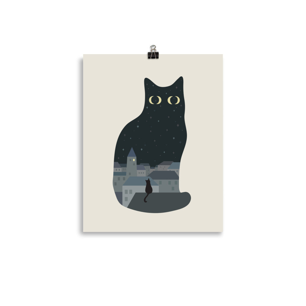 Cat Landscape 197: 4 Moons - Art print