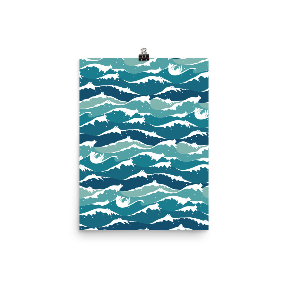 Cat Landscape 135: Cat Waves Pattern - Art print