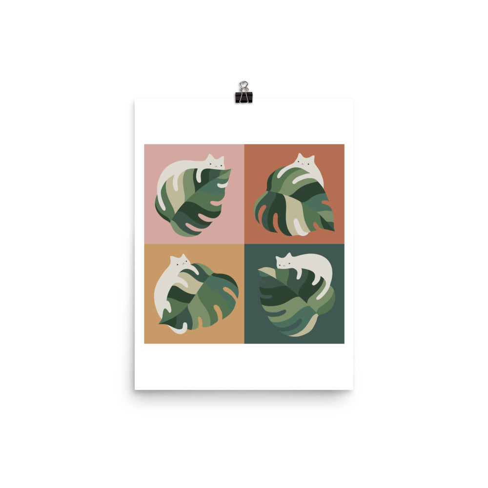 Cat and Monstera 2x2 - Art print