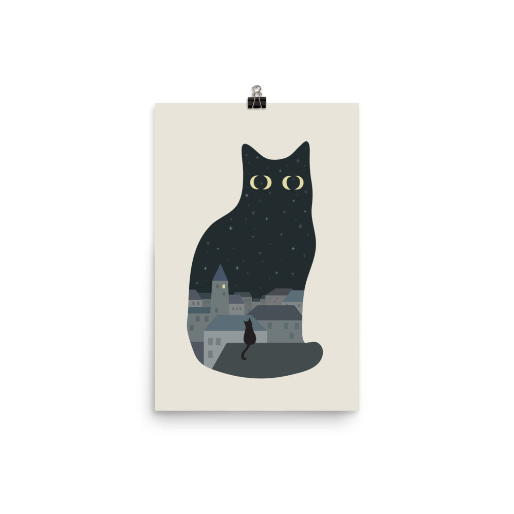 Cat Landscape 197: 4 Moons - Art print