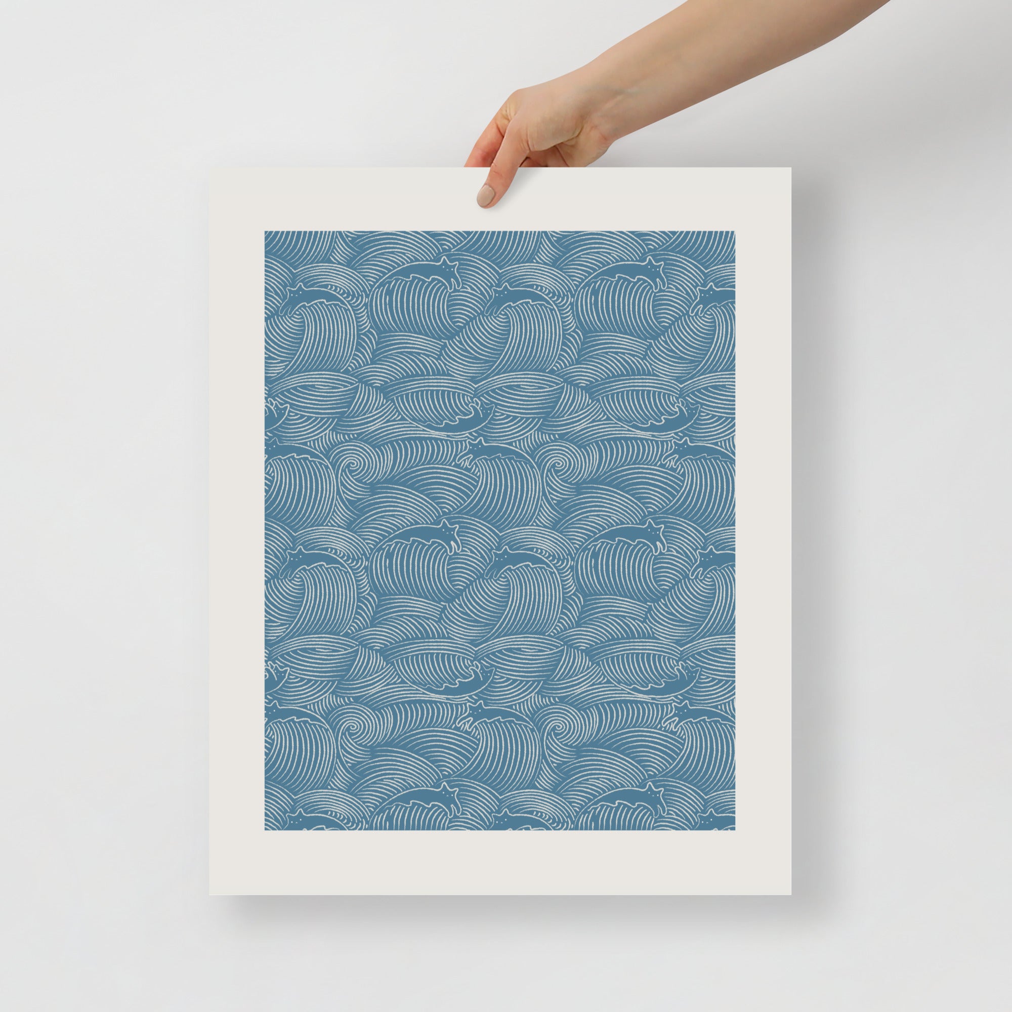 Cat Wave Lines pattern - Art print