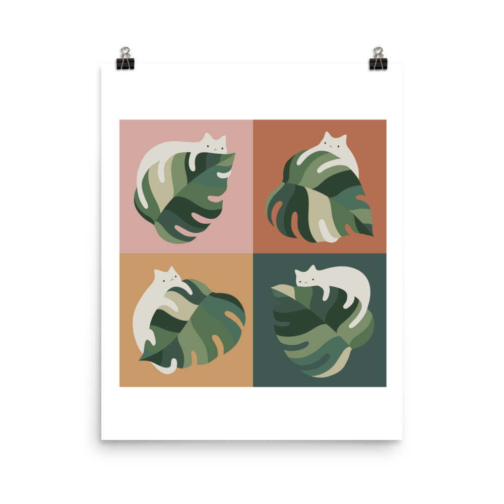 Cat and Monstera 2x2 - Art print