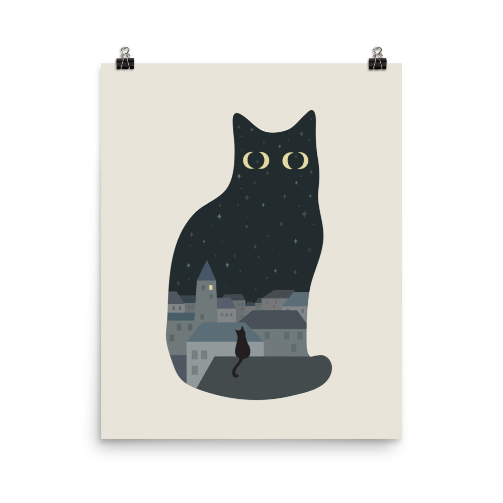 Cat Landscape 197: 4 Moons - Art print