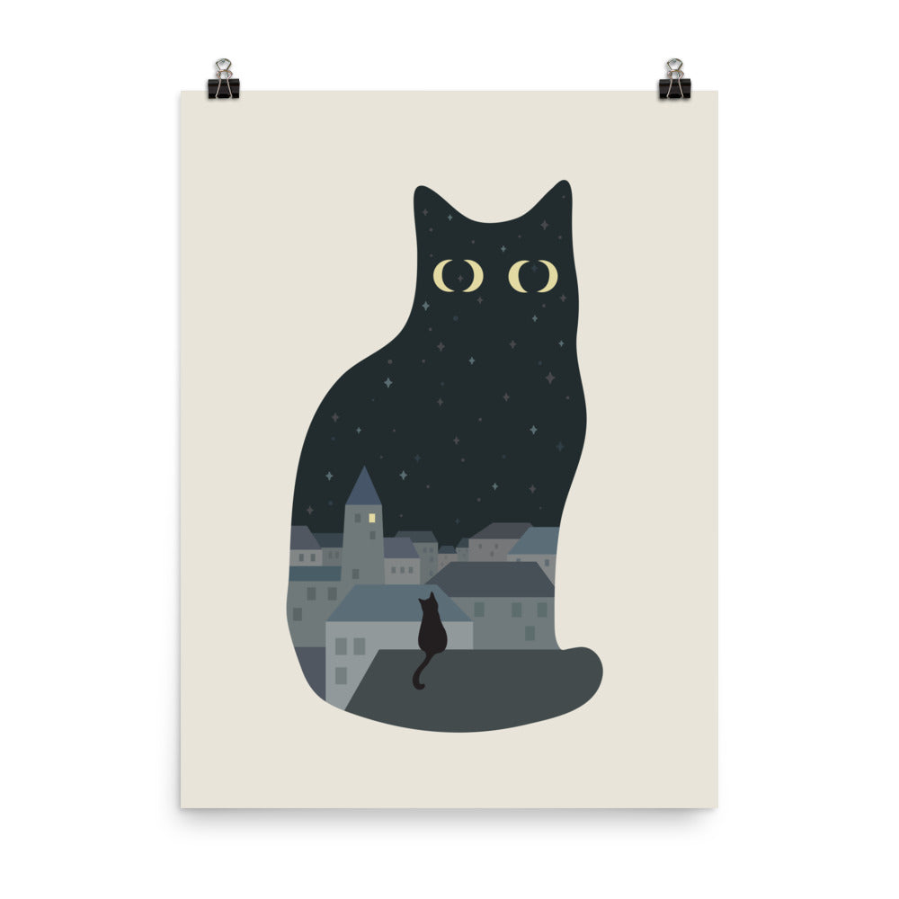 Cat Landscape 197: 4 Moons - Art print
