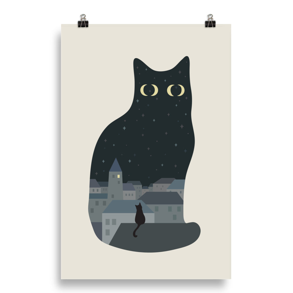 Cat Landscape 197: 4 Moons - Art print