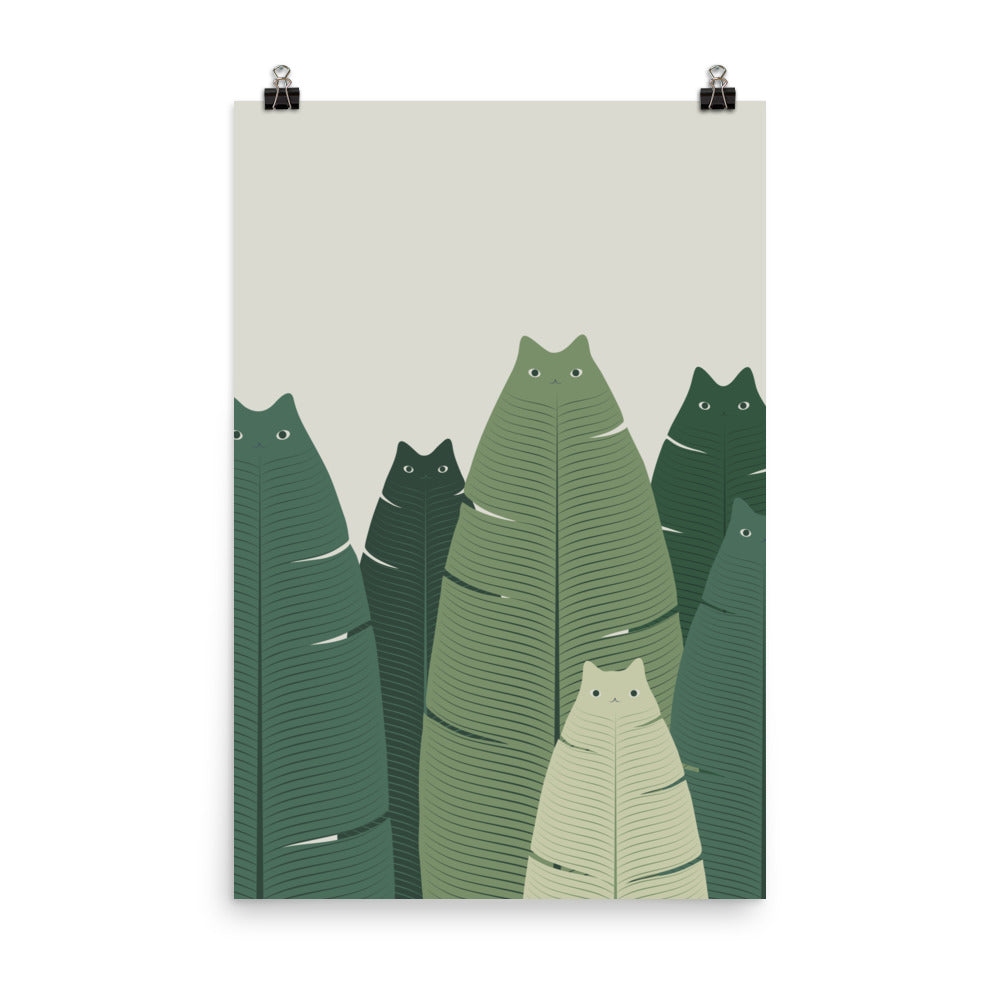 Cat and Plant 70: Meownana Leaves - Art print