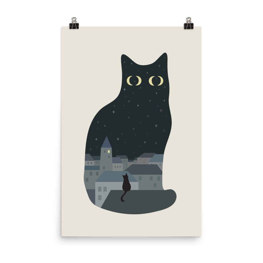 Cat Landscape 197: 4 Moons - Art print