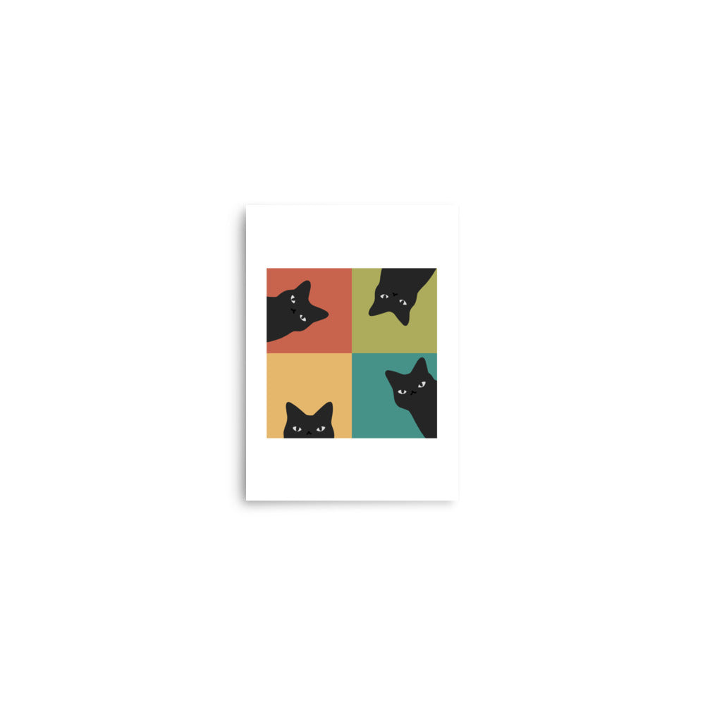 Black Cat Peeking 2x2 - Art print