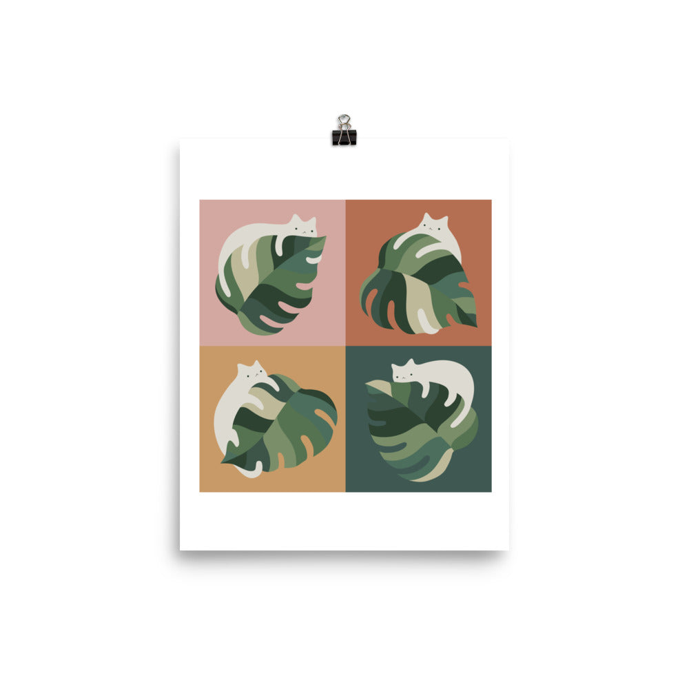Cat and Monstera 2x2 - Art print