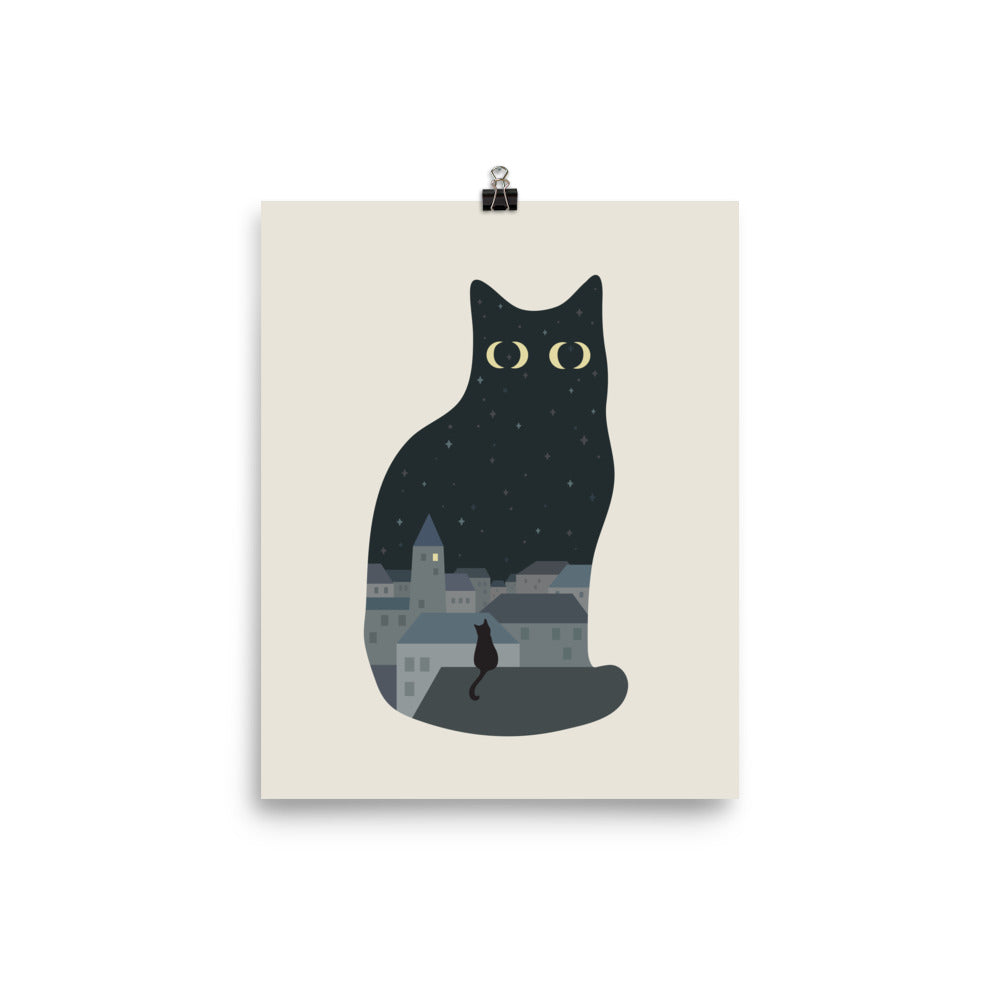 Cat Landscape 197: 4 Moons - Art print