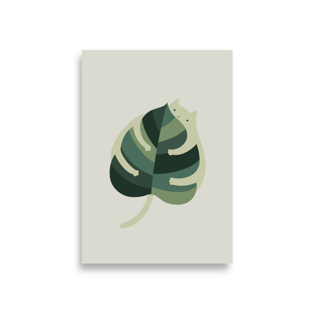Cat and Plant 1: Monstera Cat Hug - Art print