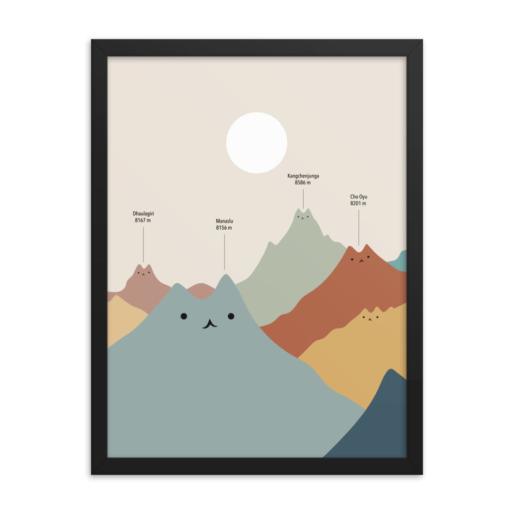 Cat Landscape 115: Himeowlaya (B) - Framed art