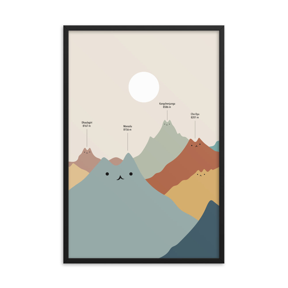 Cat Landscape 115: Himeowlaya (B) - Framed art