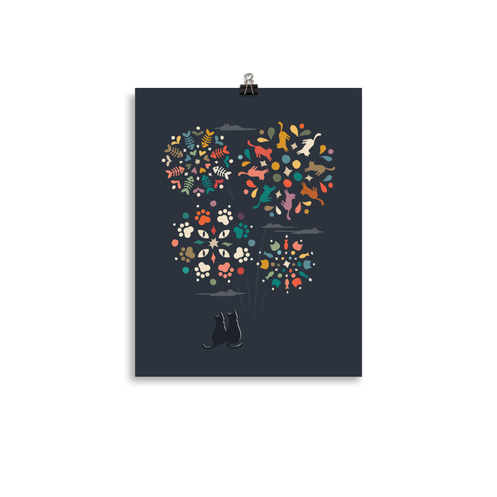 Cat Landscape 143: Fireworks - Art print