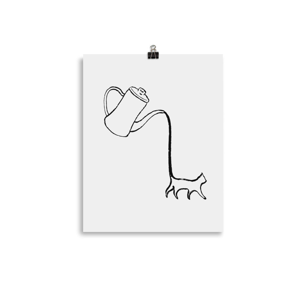 Coffee Cat 1: Long Black Tail - Art print