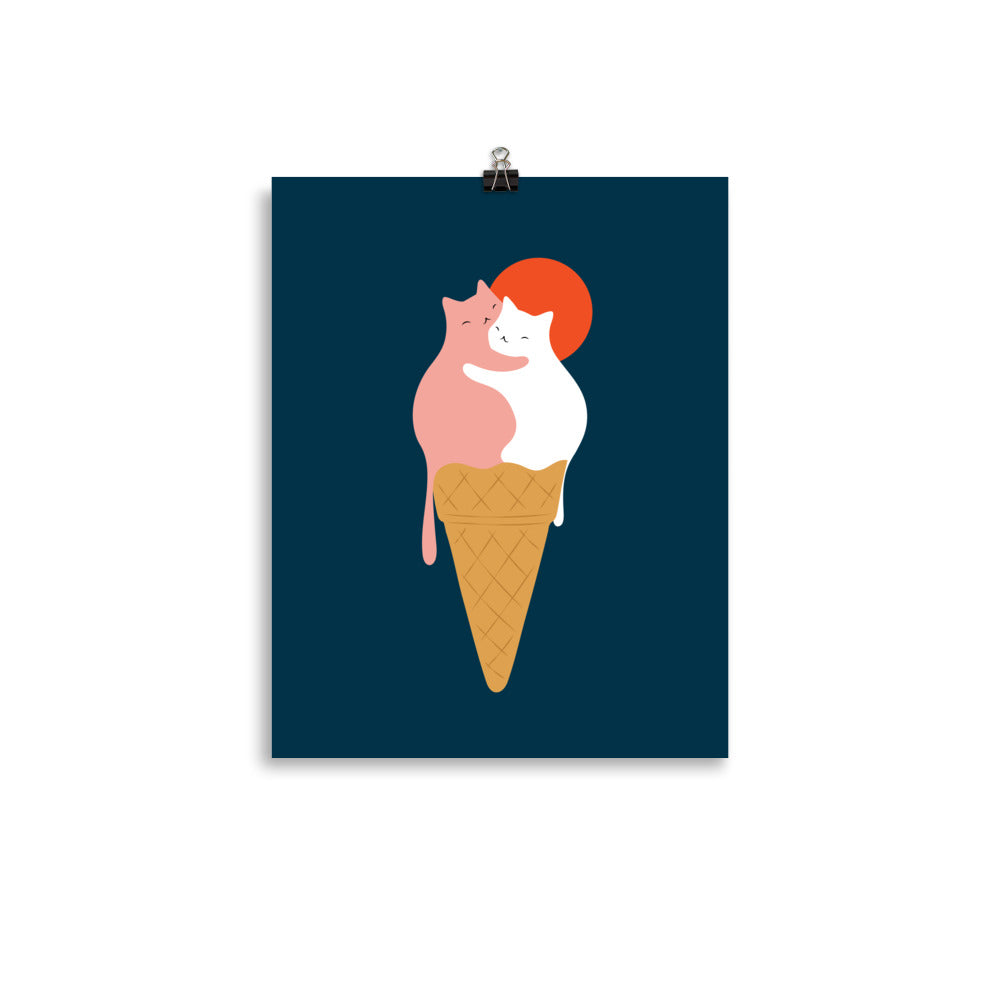 Cat Landscape 145: Strawberry & Vanilla - Art print