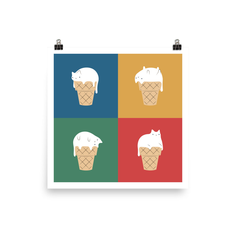 Ice Cream Cat 2x2 - Art print