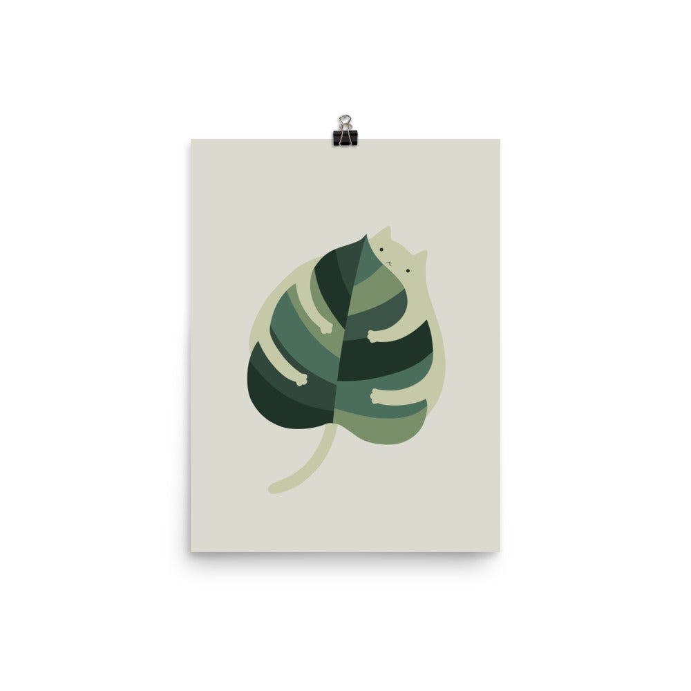 Cat and Plant 1: Monstera Cat Hug - Art print