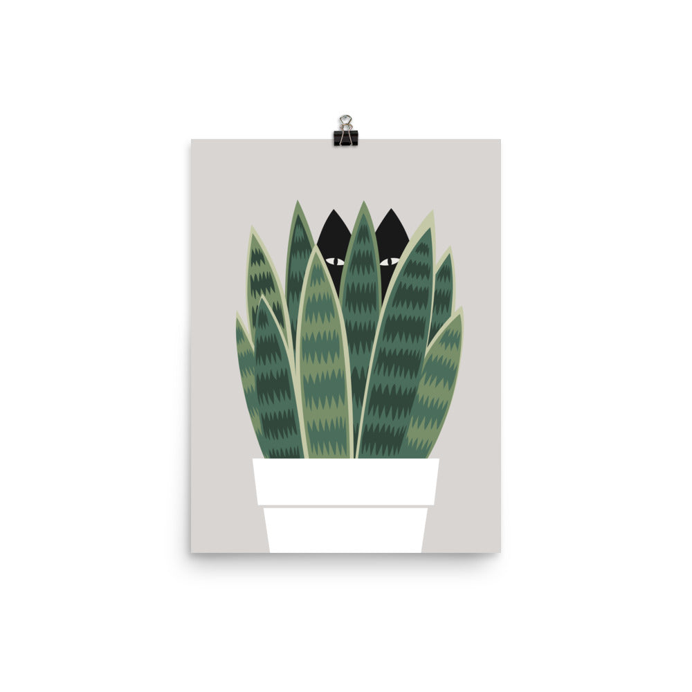 Cat and Plant 22: Sneak Plant - Art print