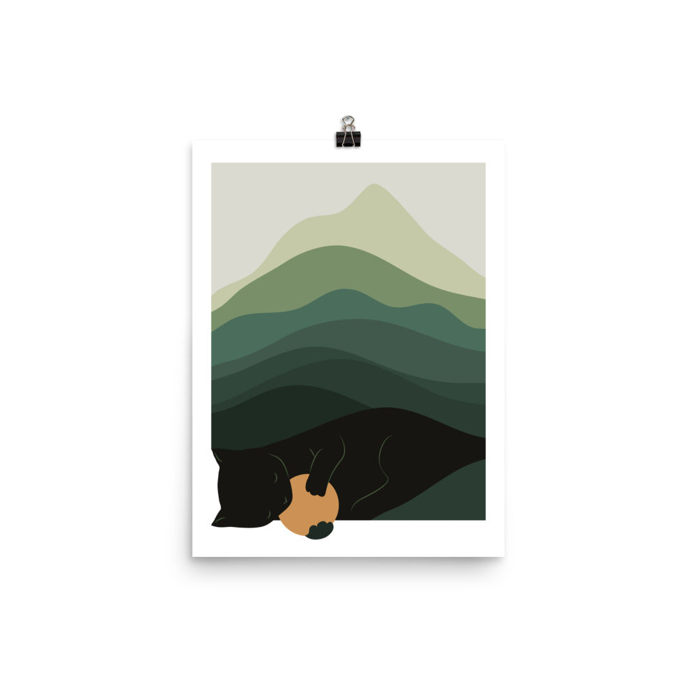 Cat Landscape 8B (Green Version) - Art print