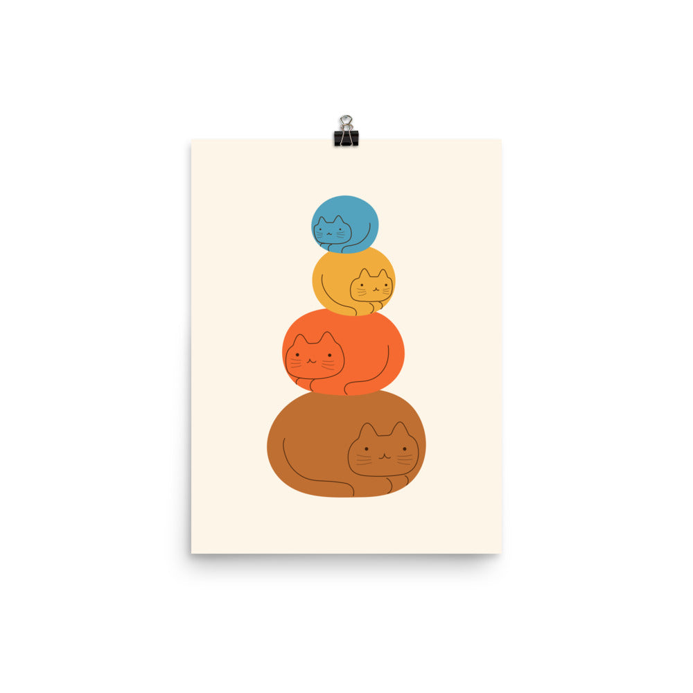 Rock Balancing Cats - Art print