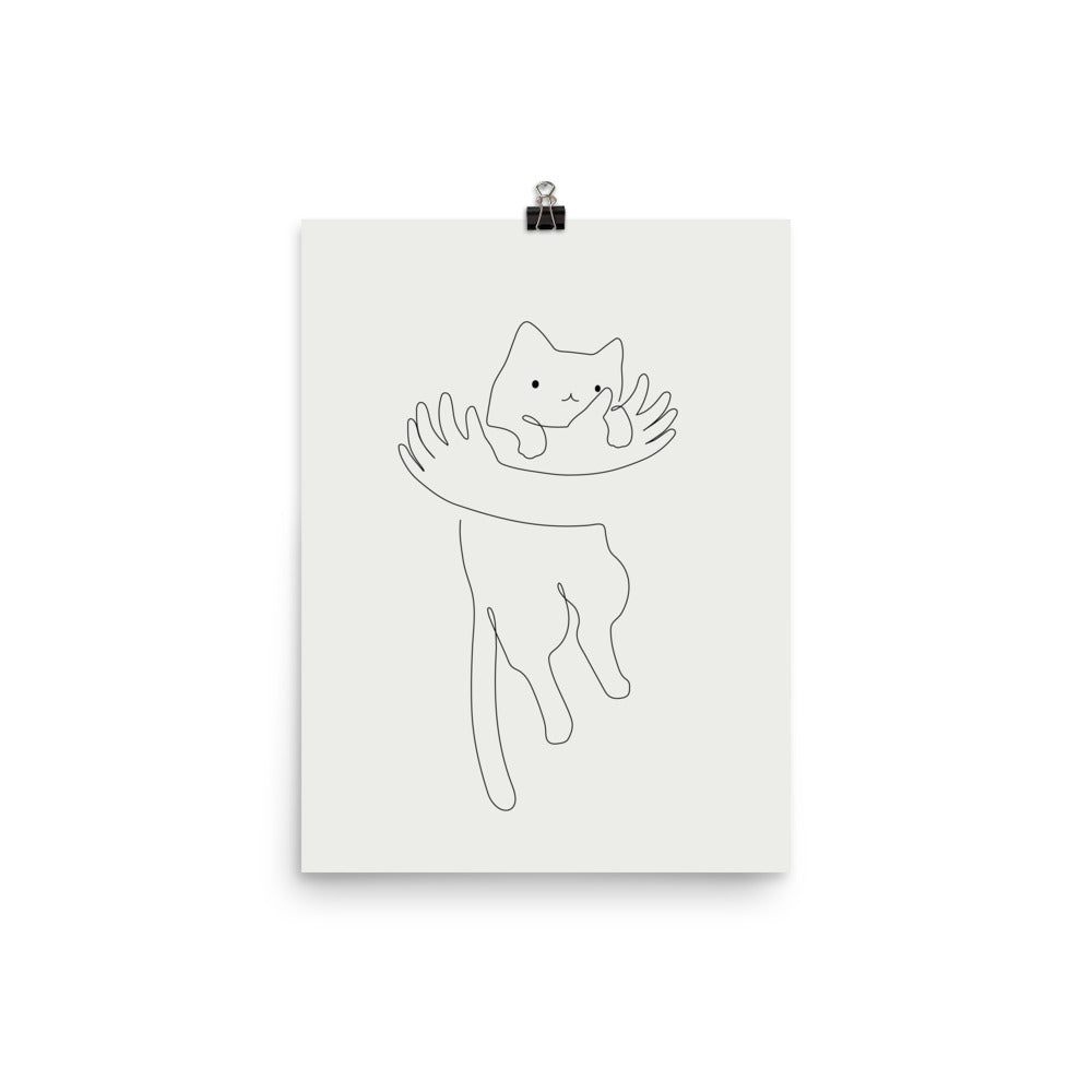 One Line Cat 2: Hug - Art print