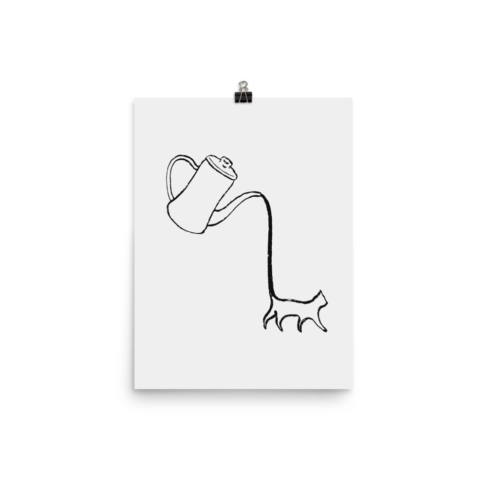 Coffee Cat 1: Long Black Tail - Art print