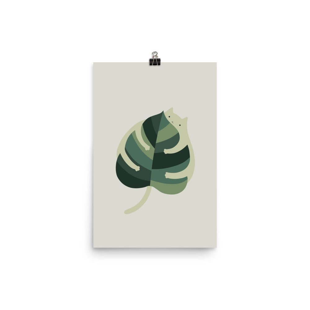 Cat and Plant 1: Monstera Cat Hug - Art print