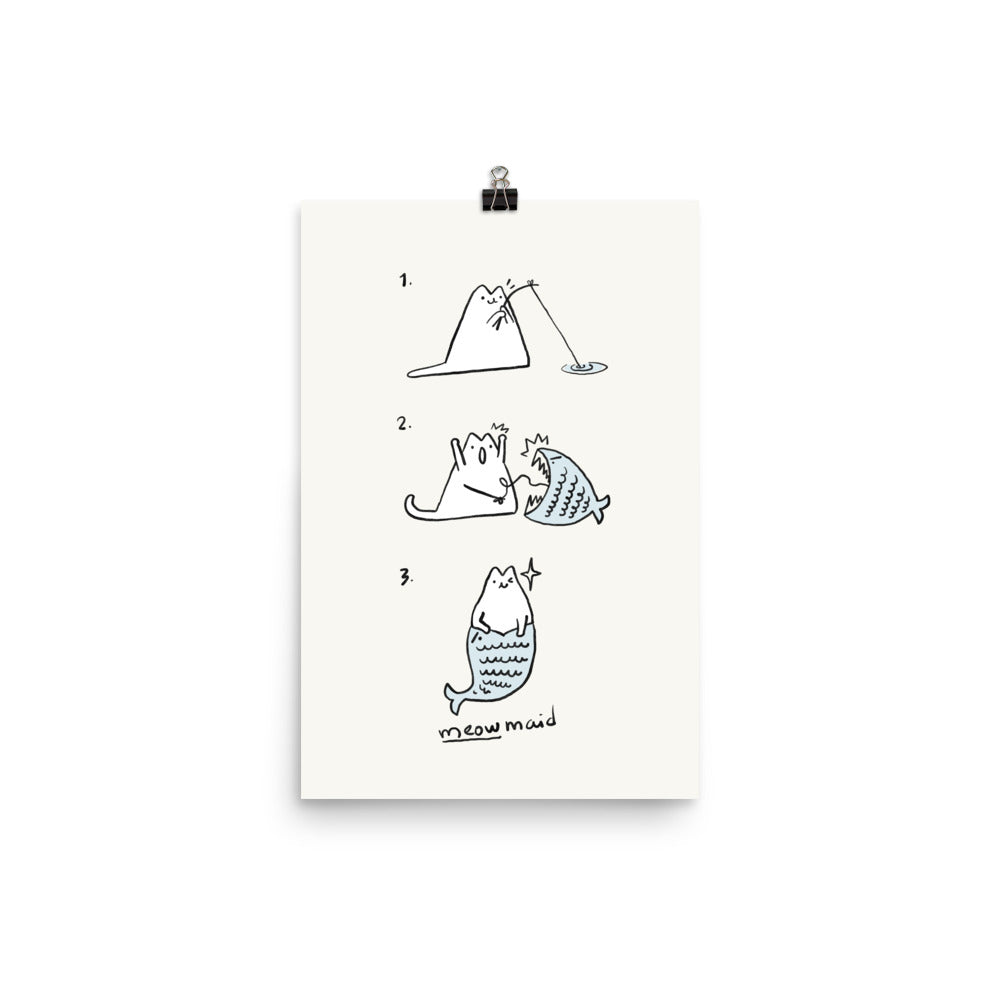 Cat Puns 3: Meowmaid - Art print