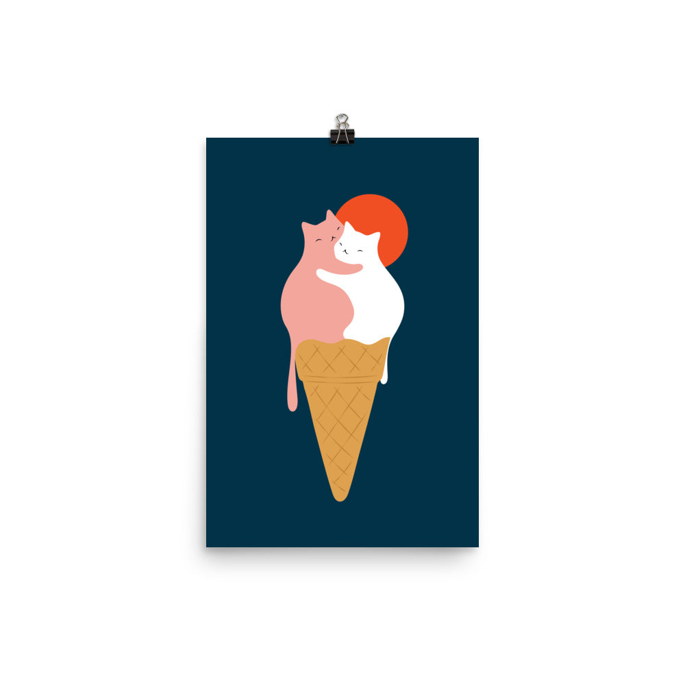Cat Landscape 145: Strawberry & Vanilla - Art print
