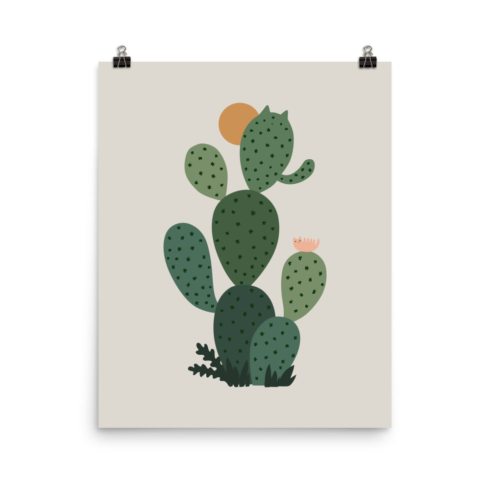 Cat and Plant 3: Cat-tus - Art print