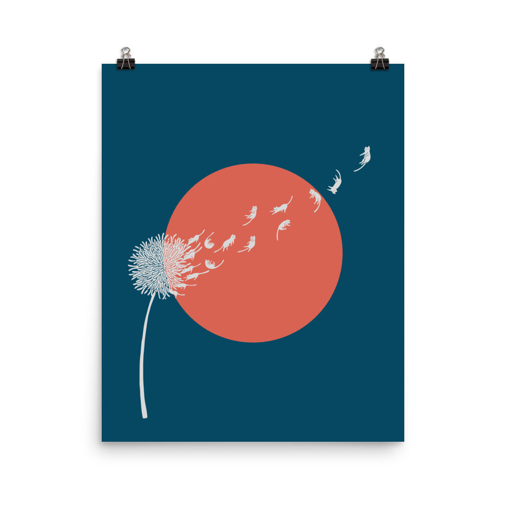 Cat and Plant 25: Dandelion - Art print