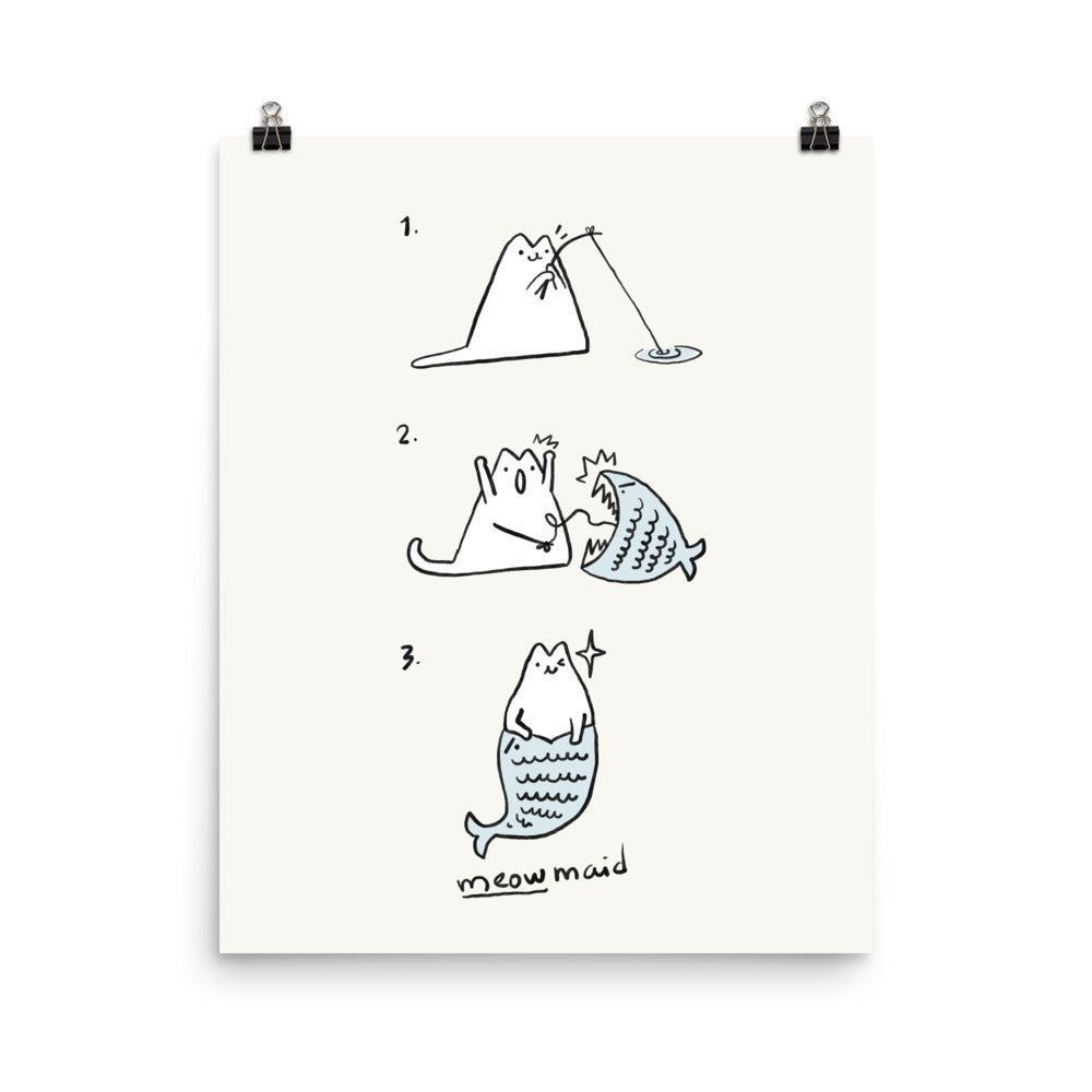 Cat Puns 3: Meowmaid - Art print