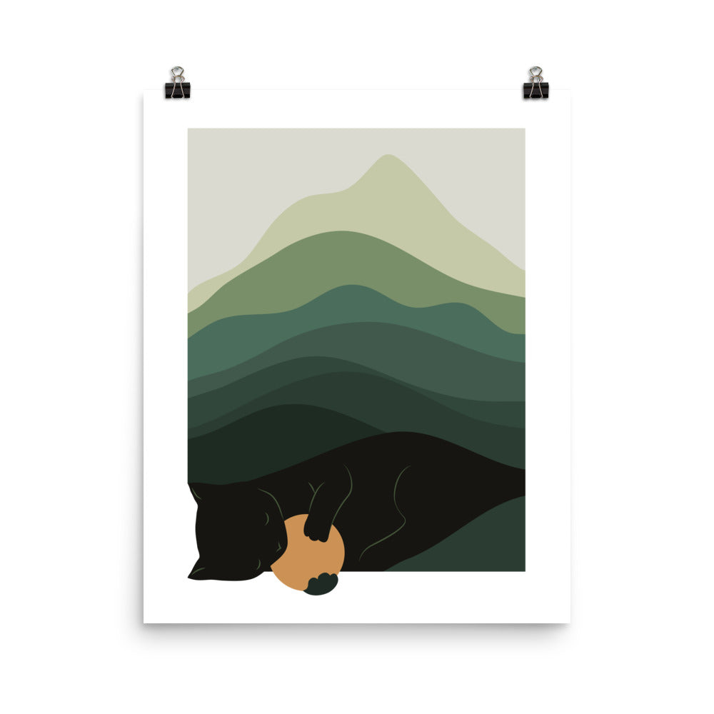 Cat Landscape 8B (Green Version) - Art print