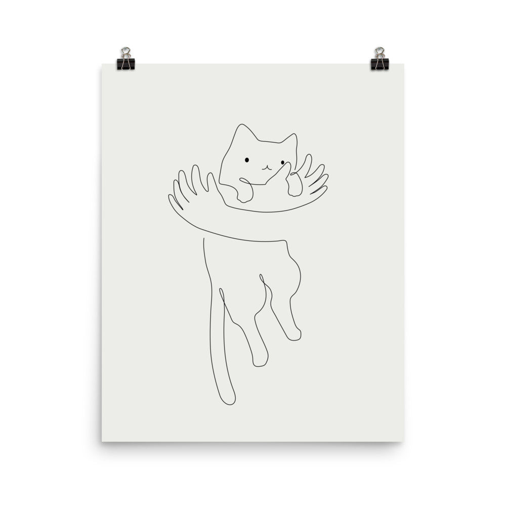 One Line Cat 2: Hug - Art print