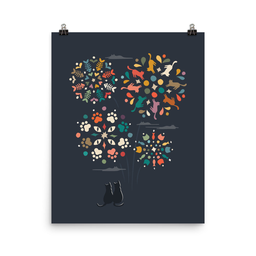 Cat Landscape 143: Fireworks - Art print