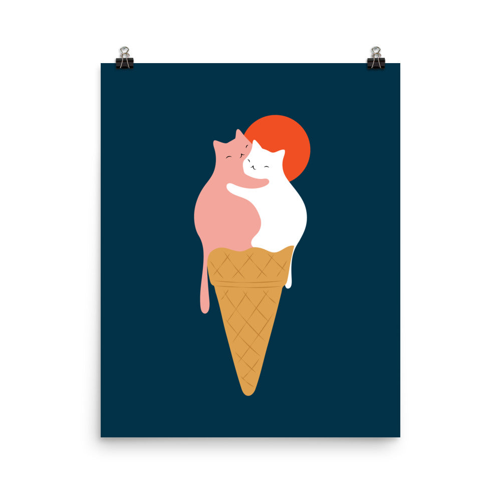 Cat Landscape 145: Strawberry & Vanilla - Art print