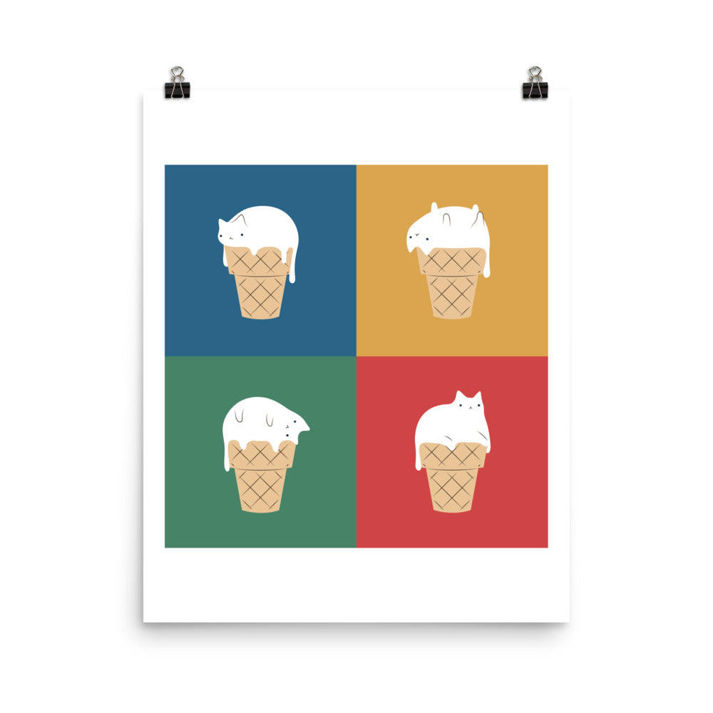 Ice Cream Cat 2x2 - Art print