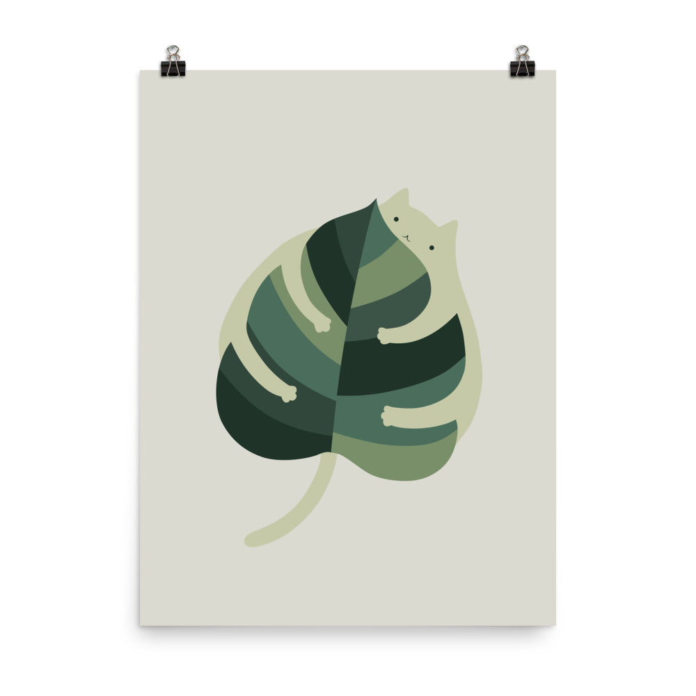 Cat and Plant 1: Monstera Cat Hug - Art print