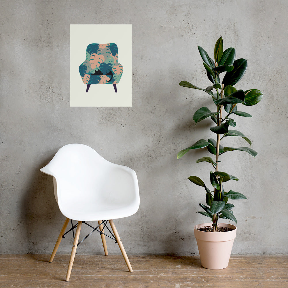 Cat and Plant 15 - Art print