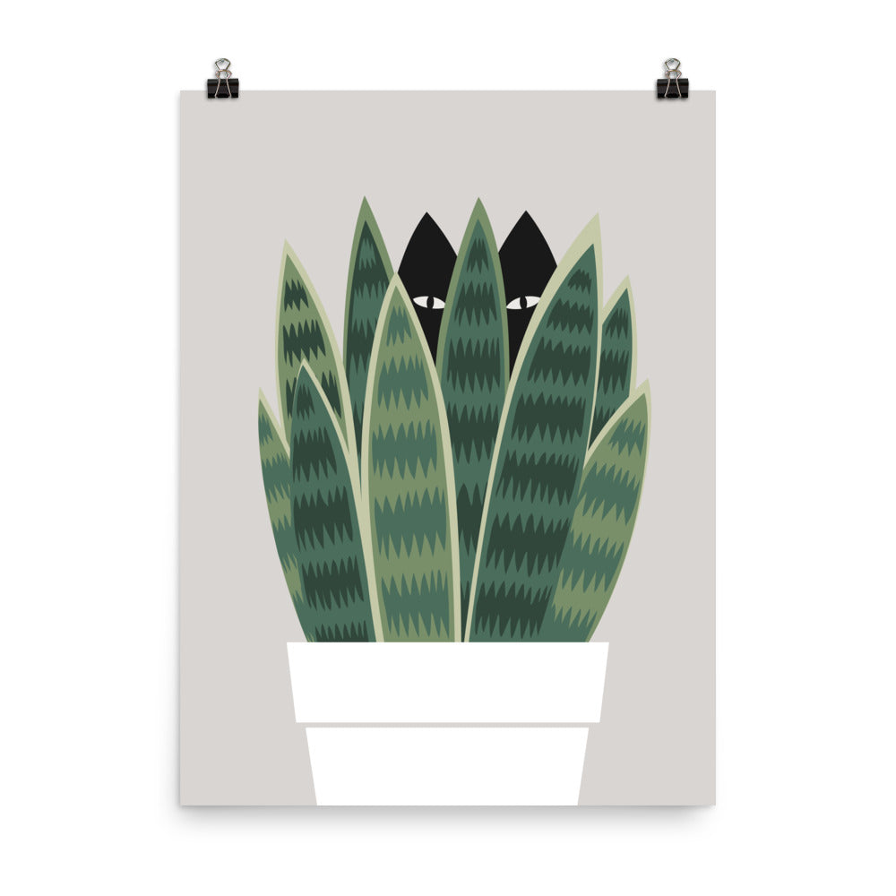 Cat and Plant 22: Sneak Plant - Art print