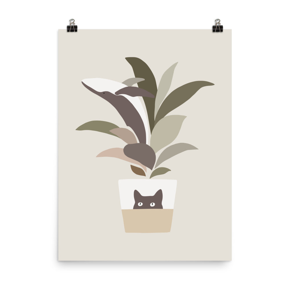 Cat and Plant 29: A leaf of Whale - Art print