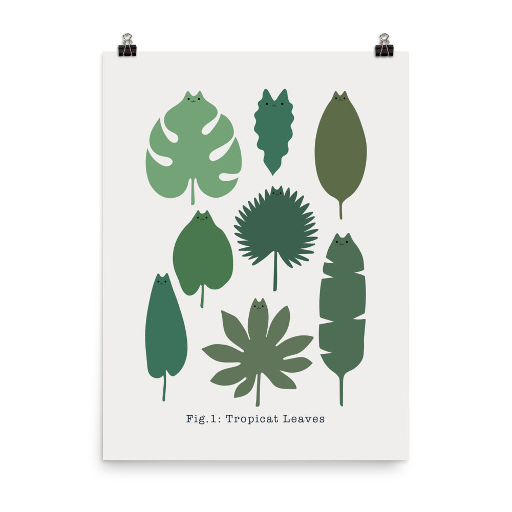 Cat and Plant 39: Tropical Leaves - Art print