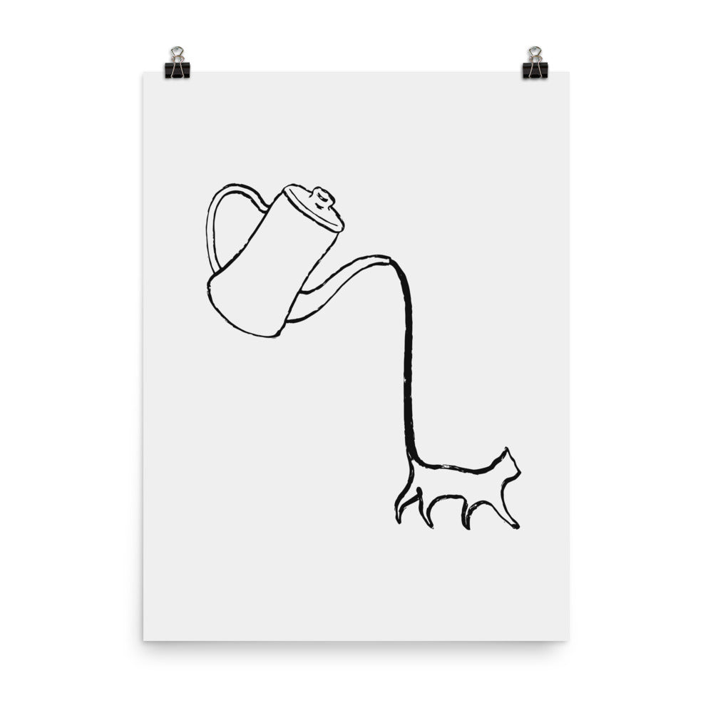 Coffee Cat 1: Long Black Tail - Art print