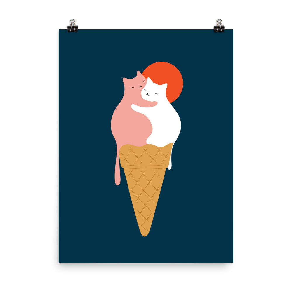 Cat Landscape 145: Strawberry & Vanilla - Art print