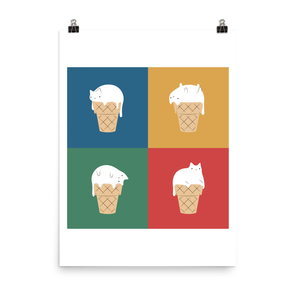 Ice Cream Cat 2x2 - Art print