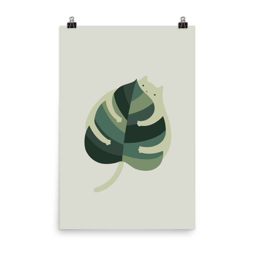 Cat and Plant 1: Monstera Cat Hug - Art print